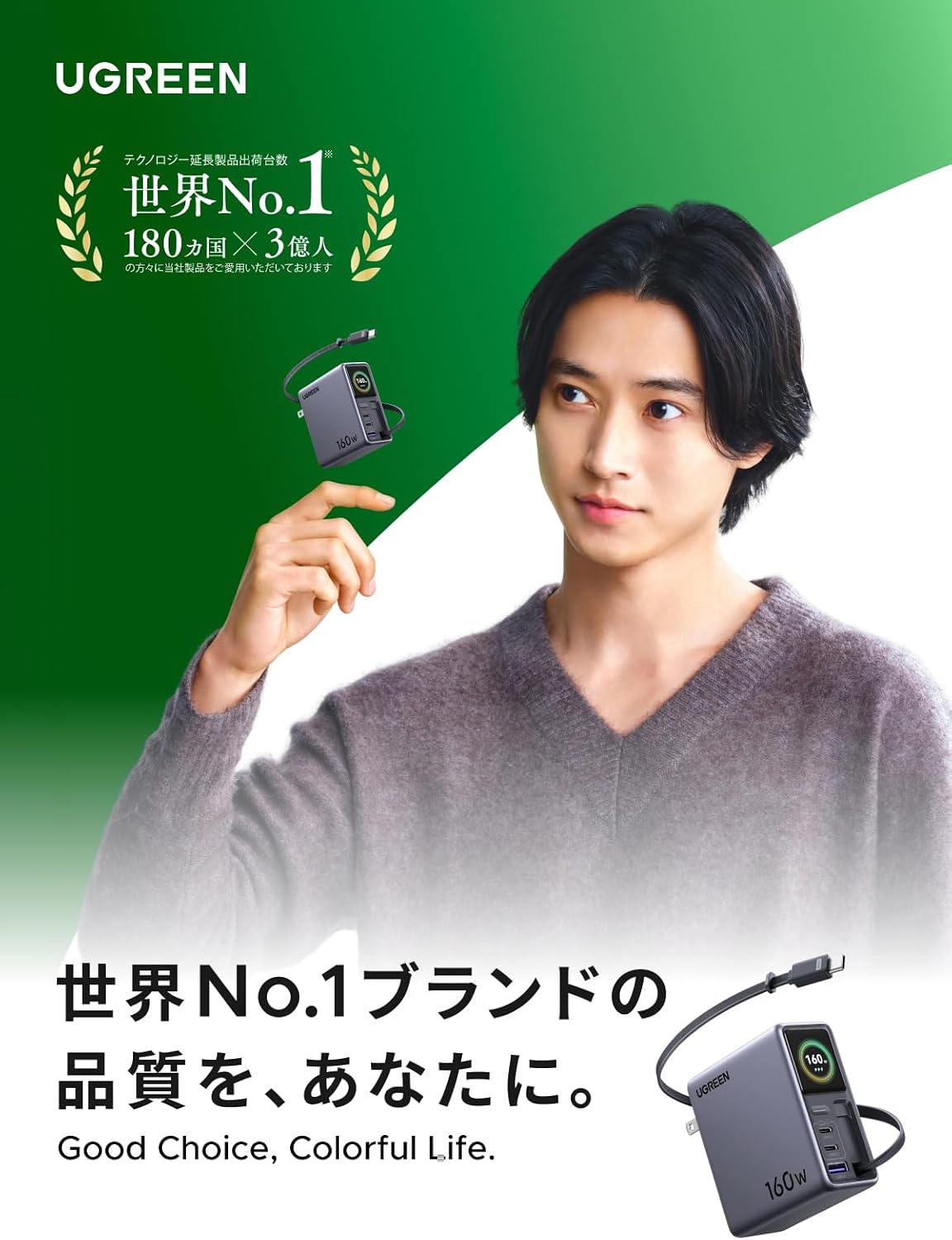 UGREEN Nexode Pro 160W 巻き取り式充電器 | 4ポート急速充電