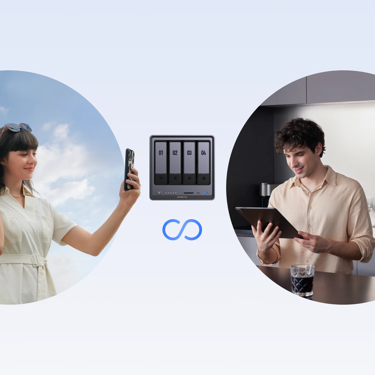 UGREEN NASを介してスマートフォンとタブレット間でリモートアクセス・データ共有を行う利用シーン