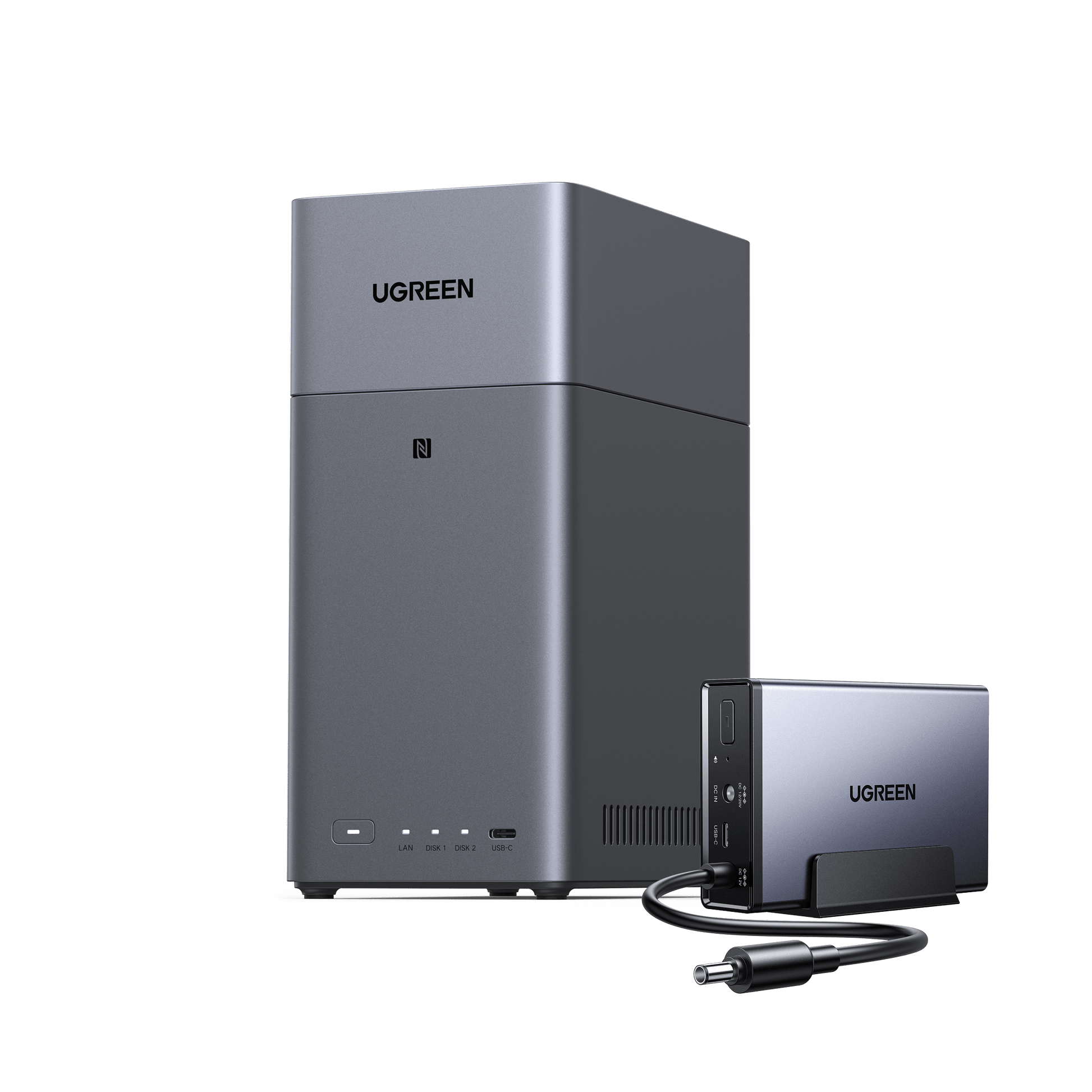UGREEN NASync DH2300とUGREEN NAS 120W DC無停電電源装置（UPS）を併用することで、停電時でもNASを安全にシャットダウンでき、データの安全性を確保できます。