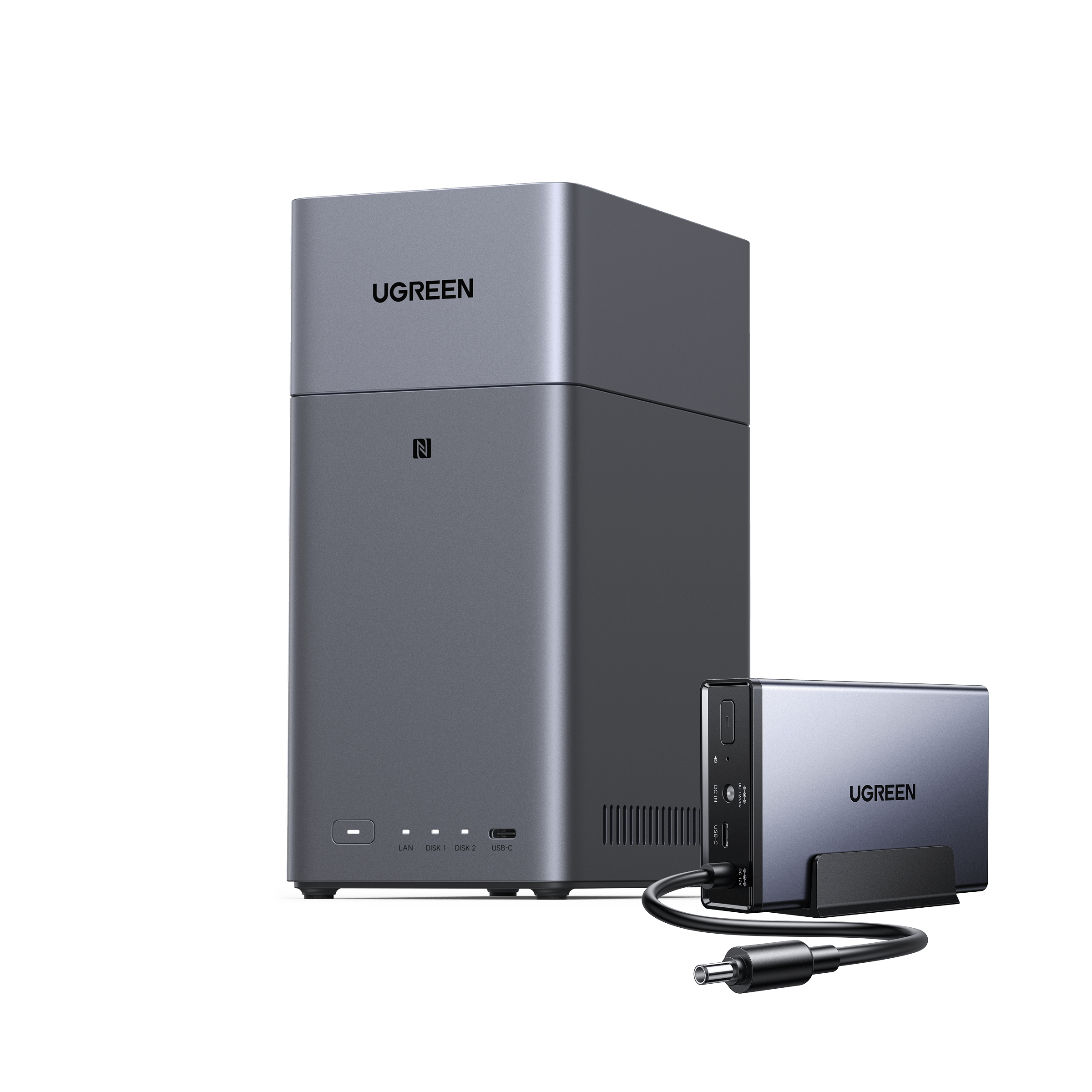 UGREEN NASync DH2300とUGREEN NAS 120W DC無停電電源装置（UPS）を併用することで、停電時でもNASを安全にシャットダウンでき、データの安全性を確保できます。