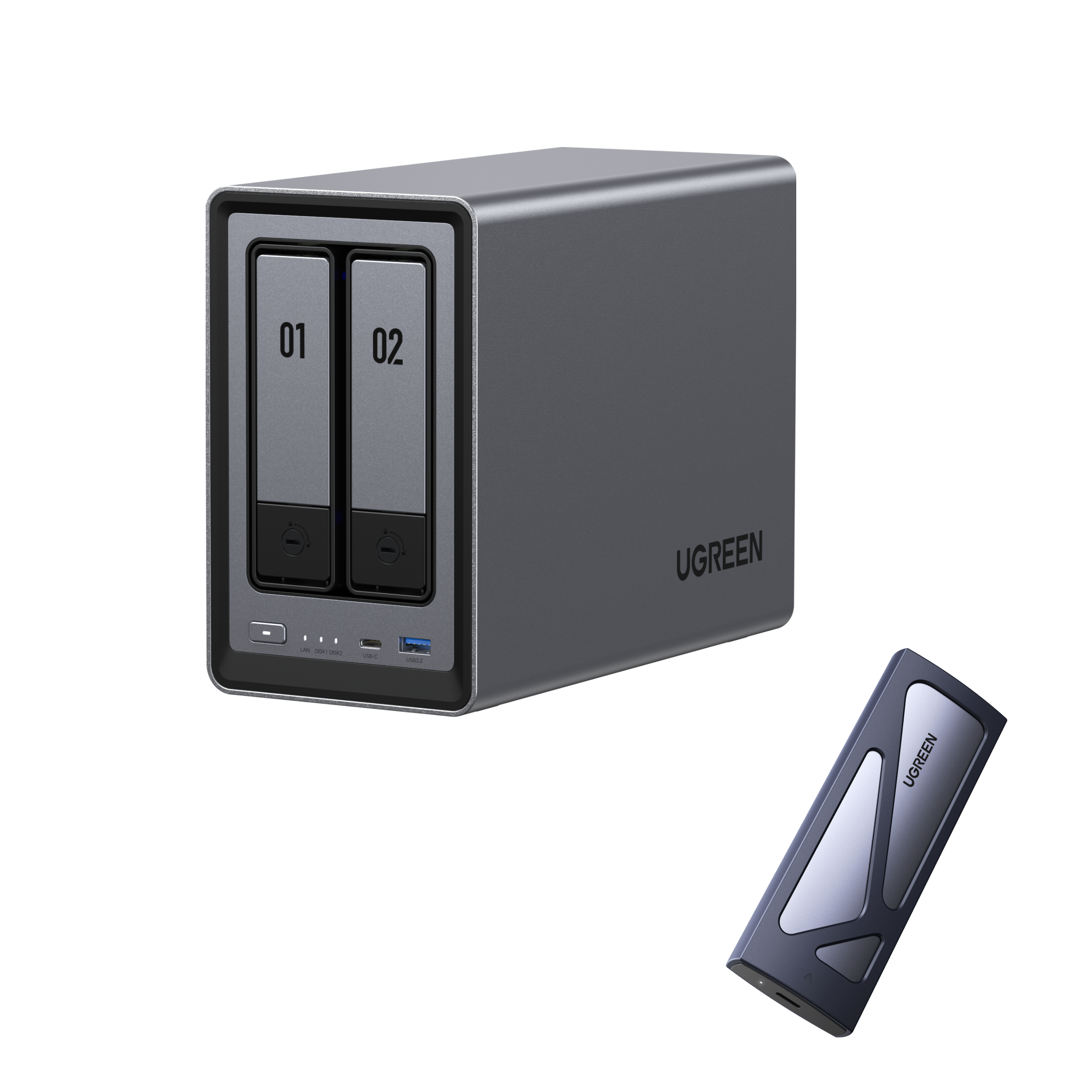 UGREEN NASync DXP2800 家庭用NAS 高デザイン・静音設計 外付けSSDとの組み合わせで高速データ管理