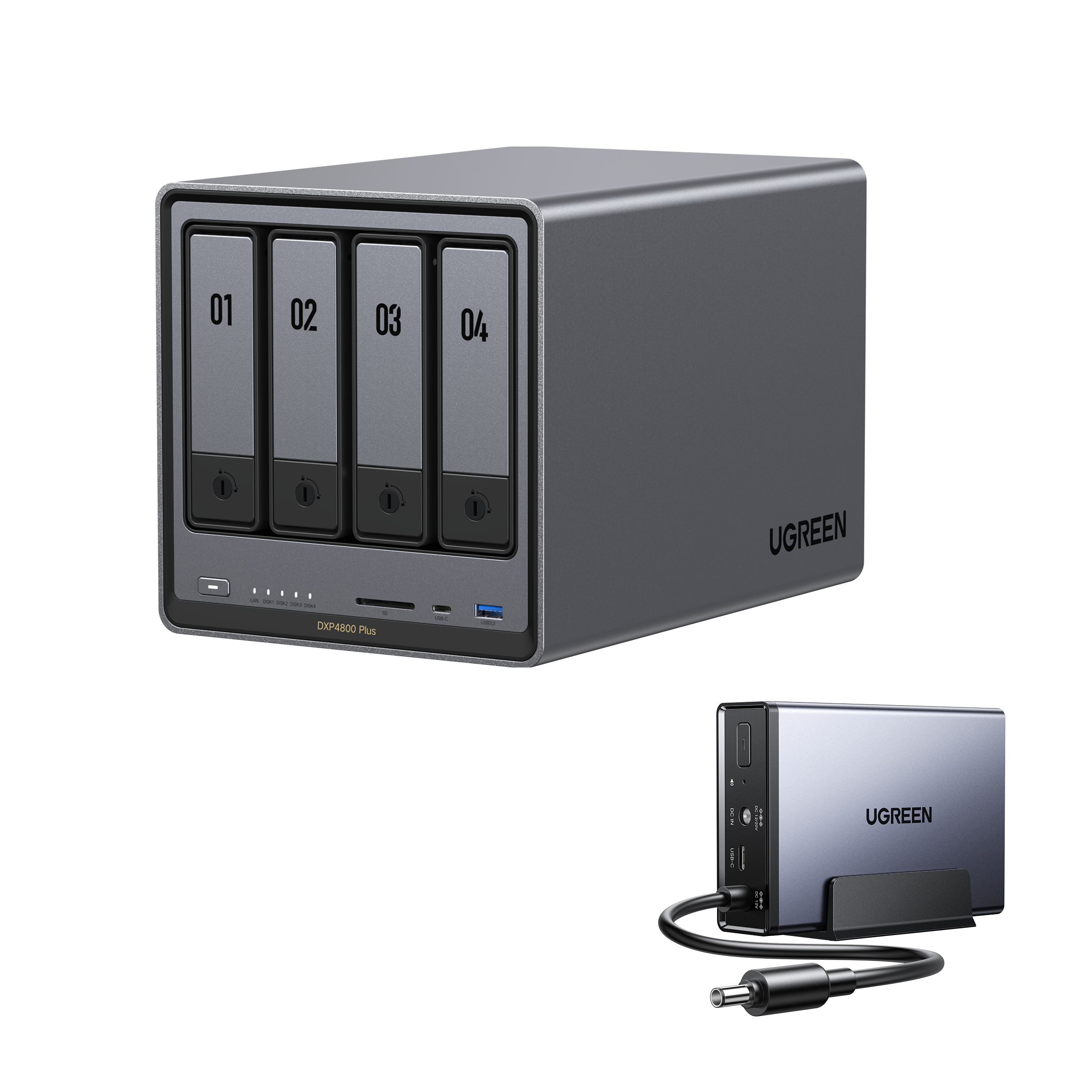 UGREEN NASync DXP4800 PlusとUGREEN NAS 120W DC無停電電源装置（UPS）を併用することで、停電時でもNASを安全にシャットダウンでき、データの安全性を確保できます。