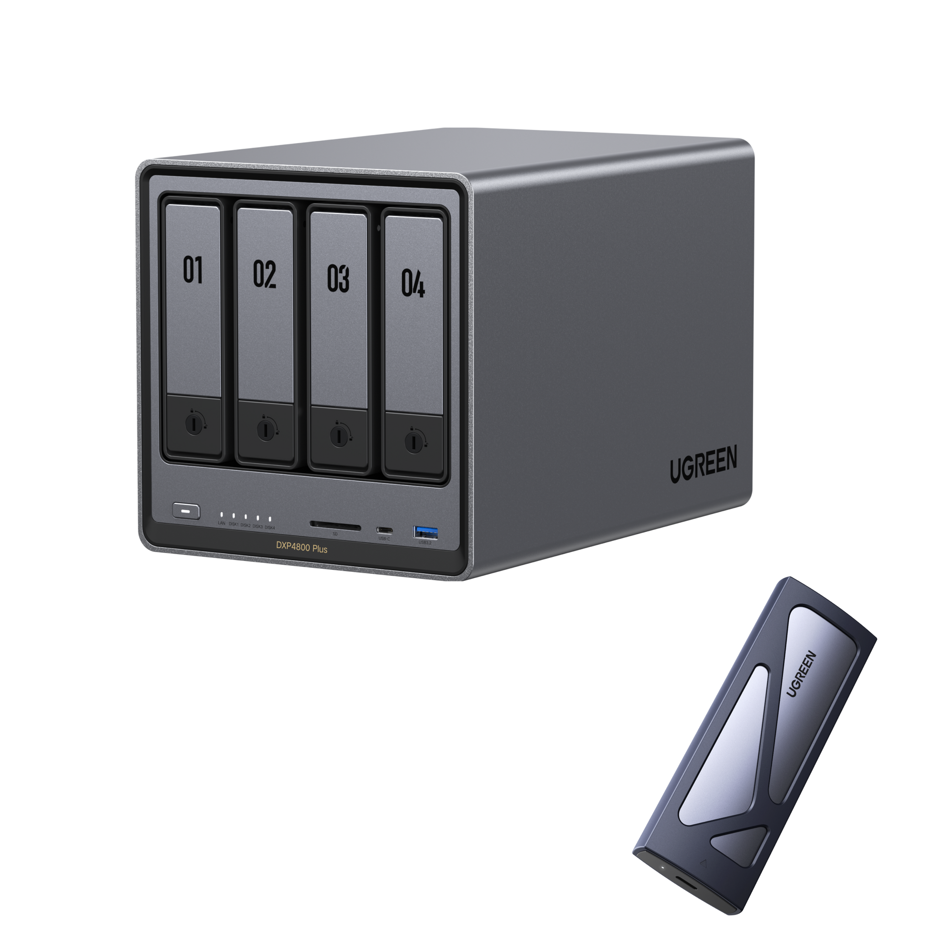 UGREEN NASync DXP4800 Plus 家庭用NAS 高デザイン・静音設計 外付けSSDとの組み合わせで高速データ管理
