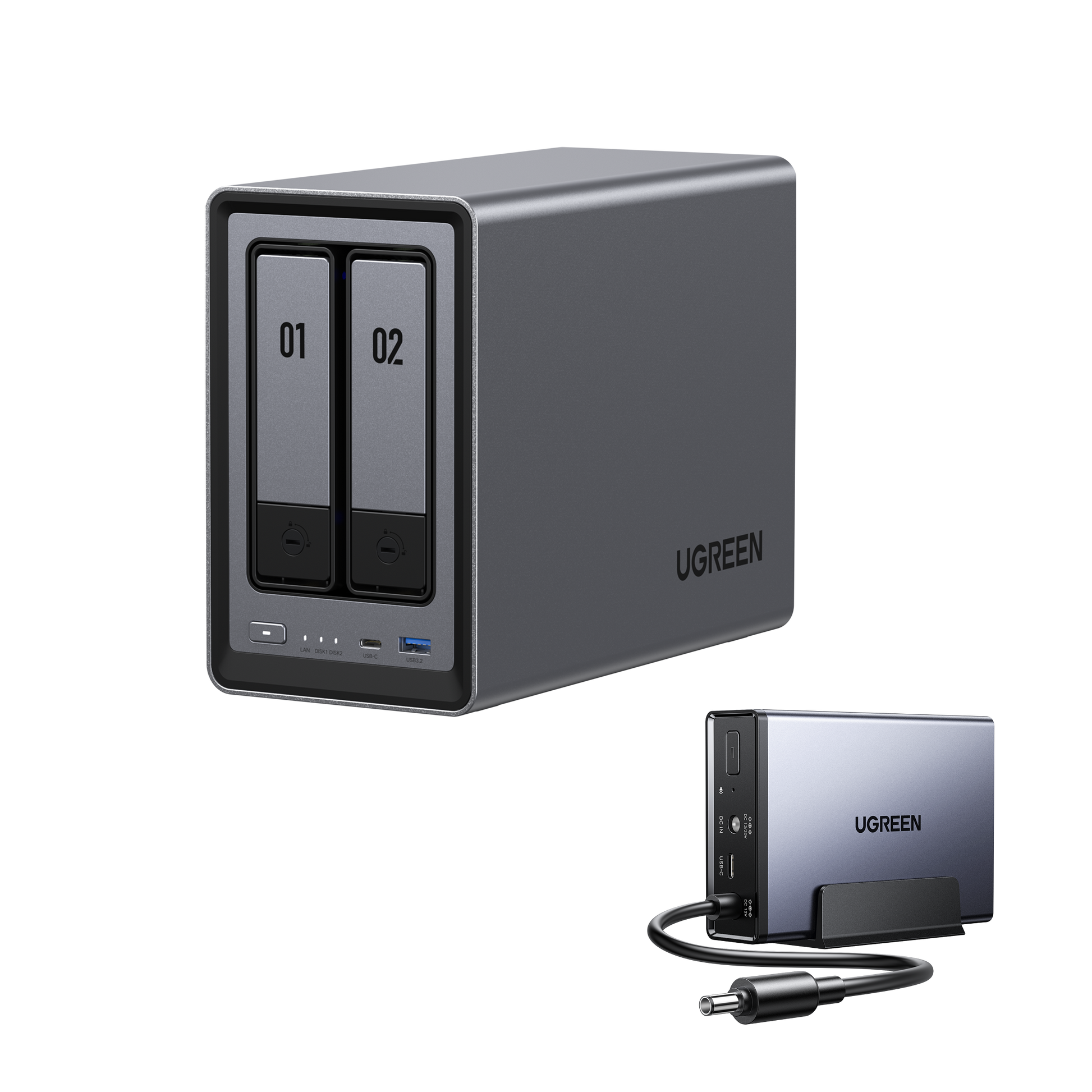 UGREEN NASync DXP2800とUGREEN NAS 120W DC無停電電源装置（UPS）を併用することで、停電時でもNASを安全にシャットダウンでき、データの安全性を確保できます。