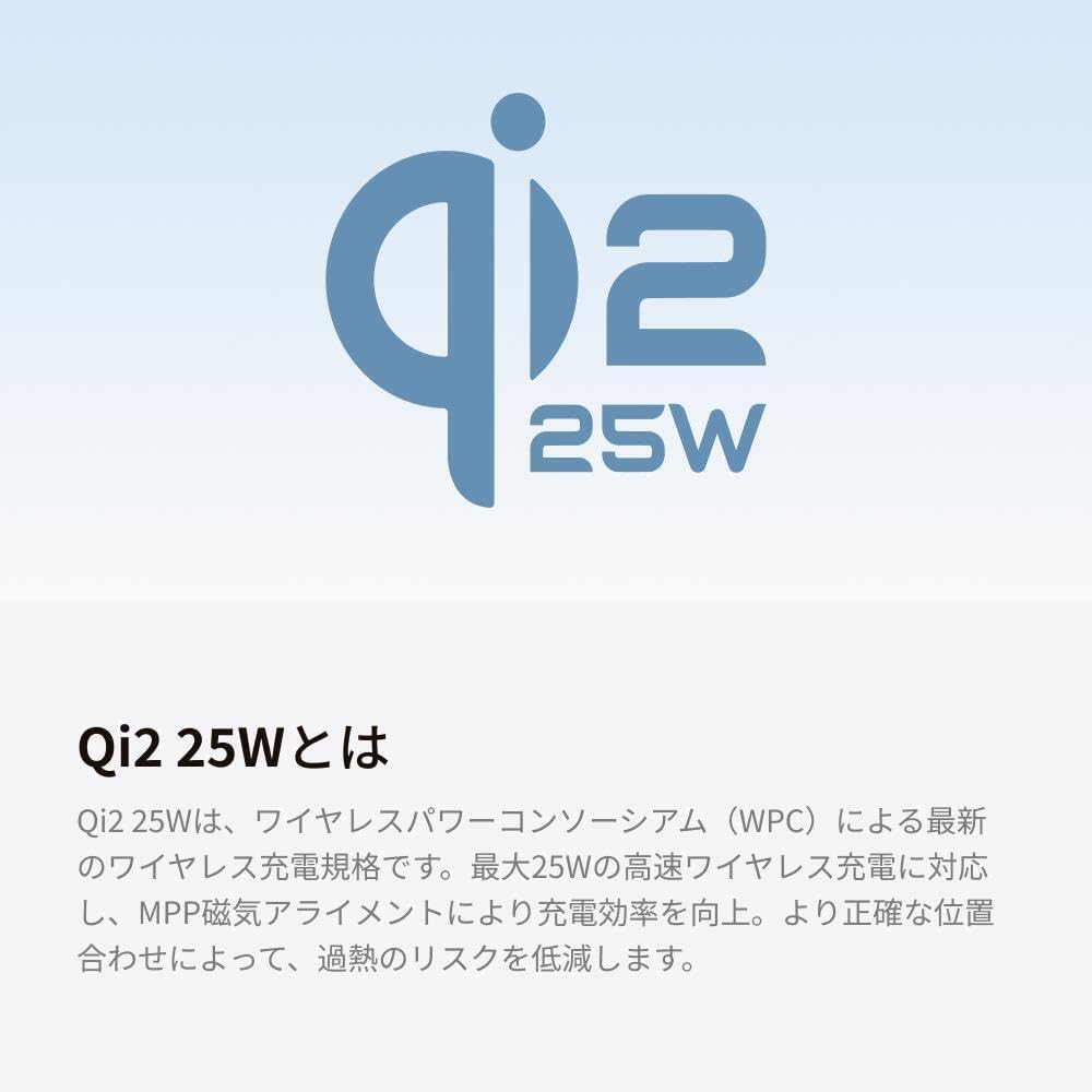 UGREEN MagFlow Qi2 25W認証 モバイルバッテリー Magsafe対応 マグネット式ワイヤレス急速充電 10000mAh 水色