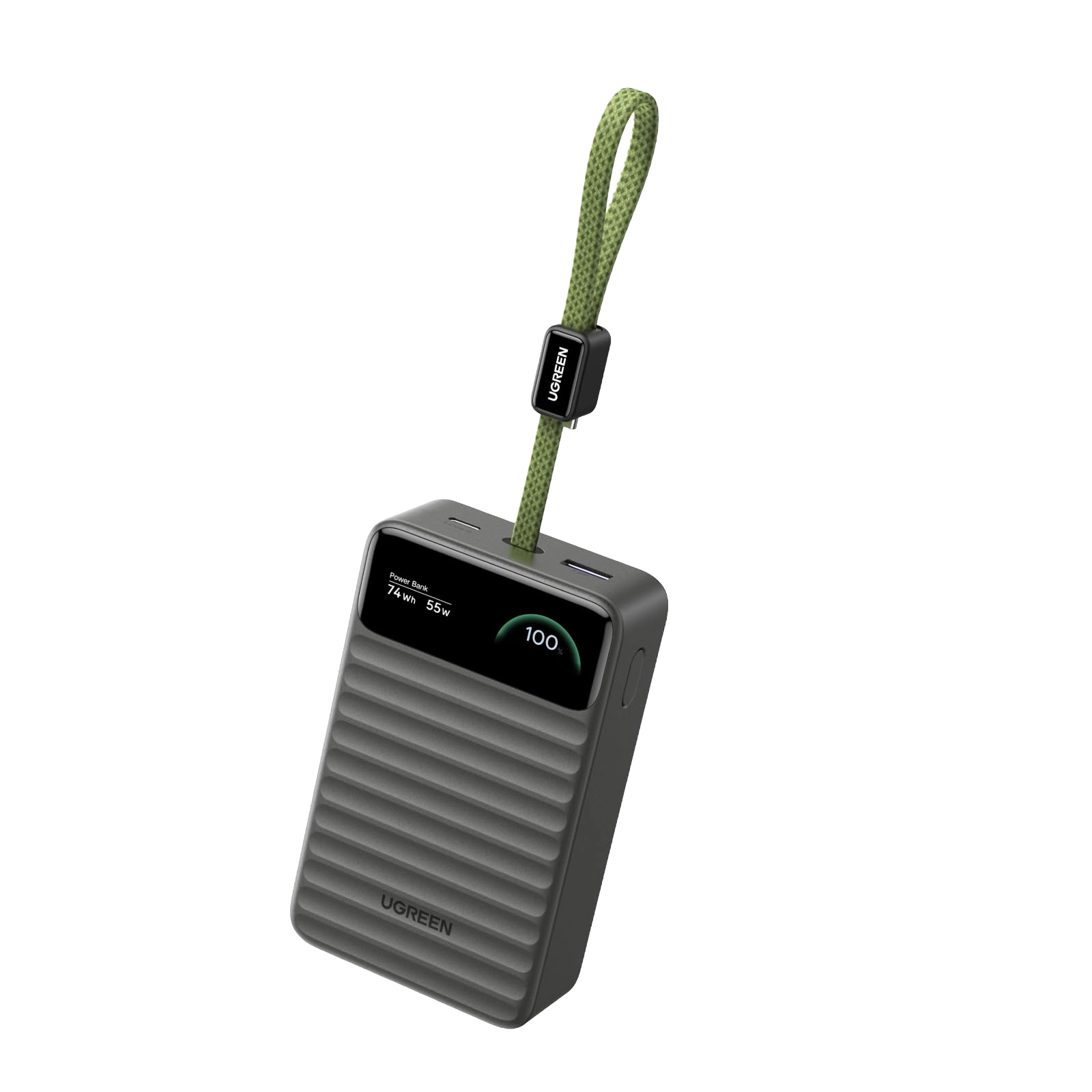 UGREEN Nexode Wavy（燃えにくい型 安全情報見える化 20000mAh 55W コード付属）モバイルバッテリー ブラック PB602