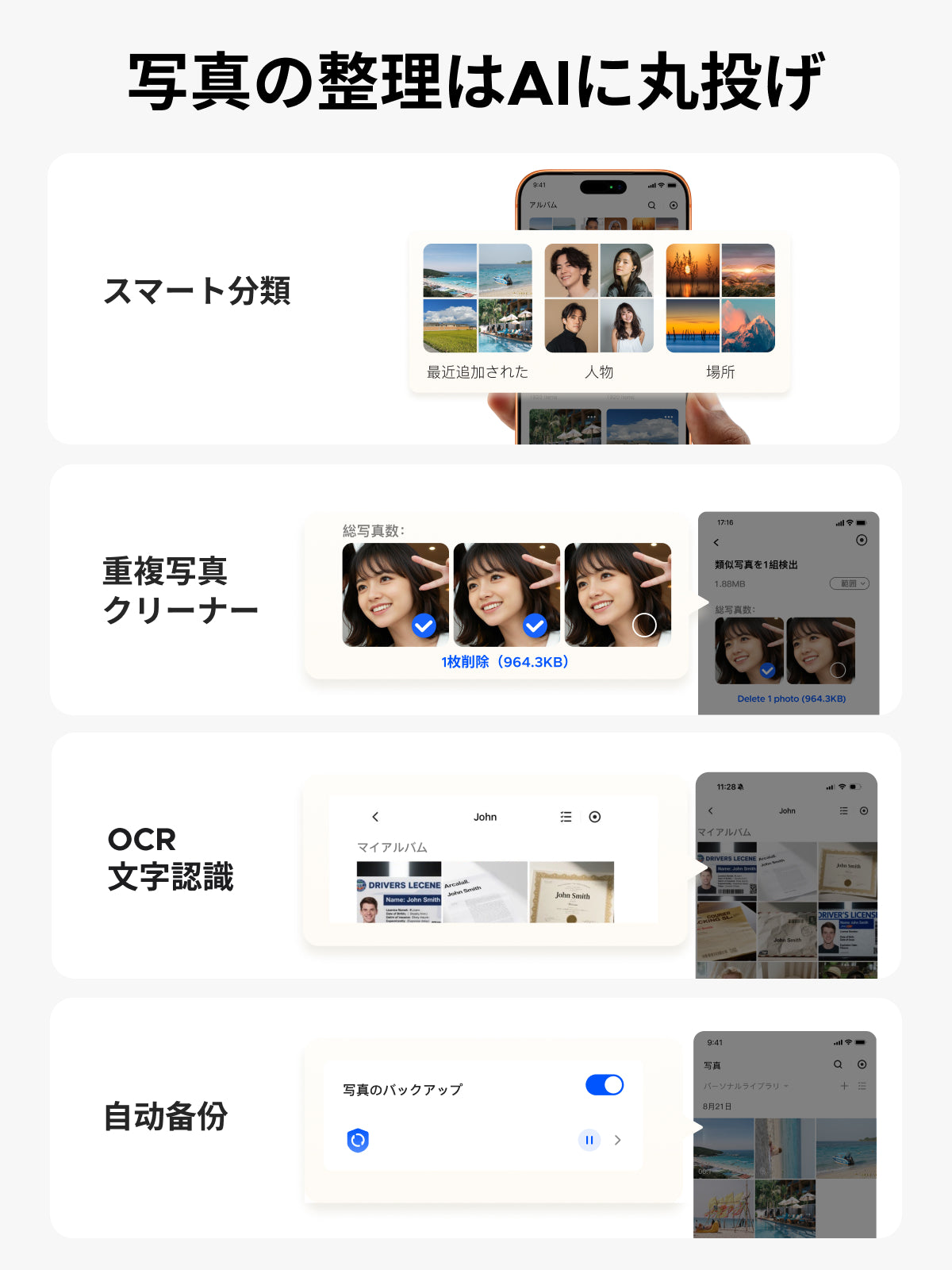 UGREEN NASync  AIによる写真整理機能 スマート分類・重複写真削除・自動バックアップ対応