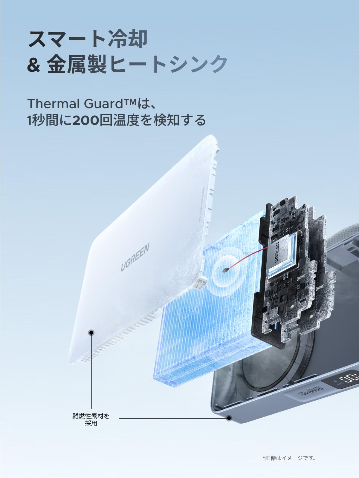 UGREEN MagFlow Qi2 25W認証 モバイルバッテリー Magsafe対応 マグネット式ワイヤレス急速充電 10000mAh 水色