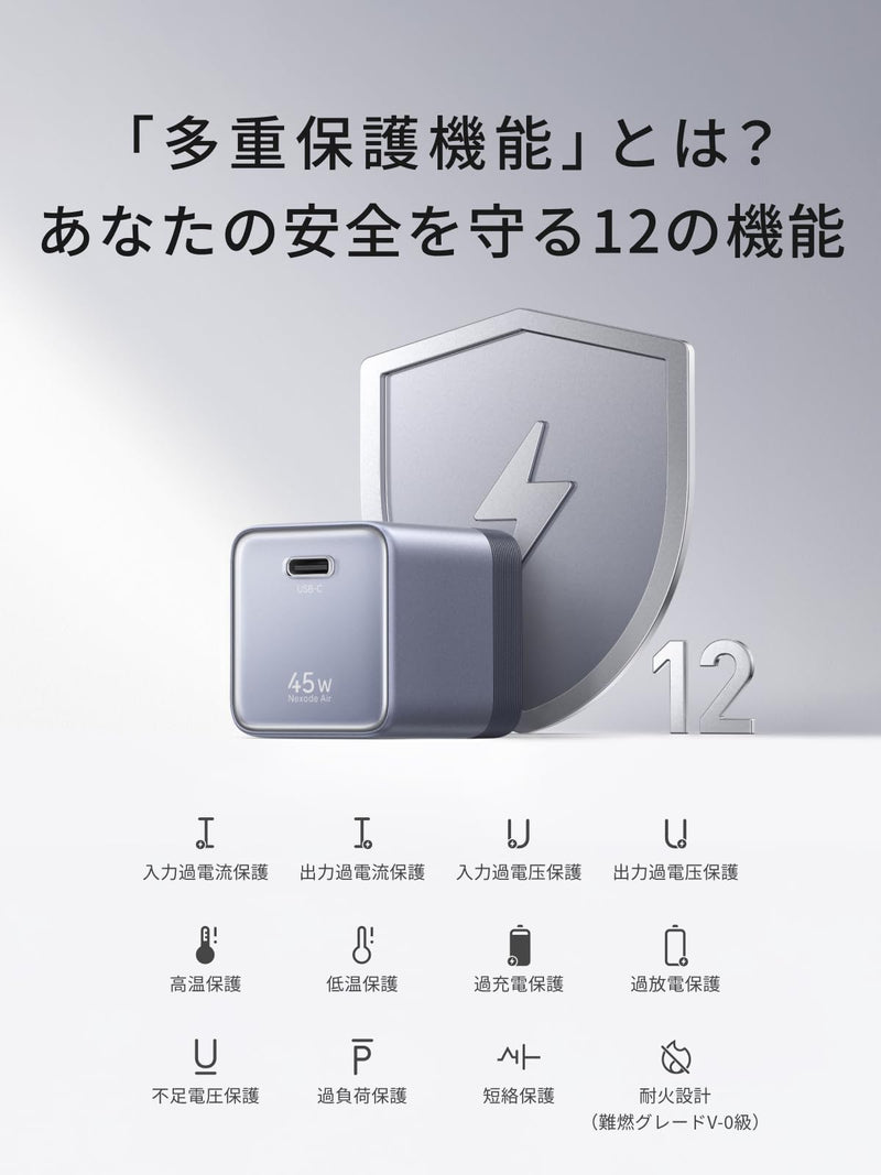 UGREEN Air 45W USB-C 当社最小充電器 GaNII 急速充電器