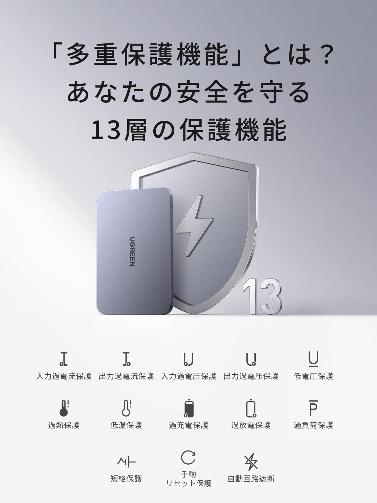 UGREEN Air モバイルバッテリー 5000mAh 8.6mm超薄型 Qi2 15W MagSafe対応