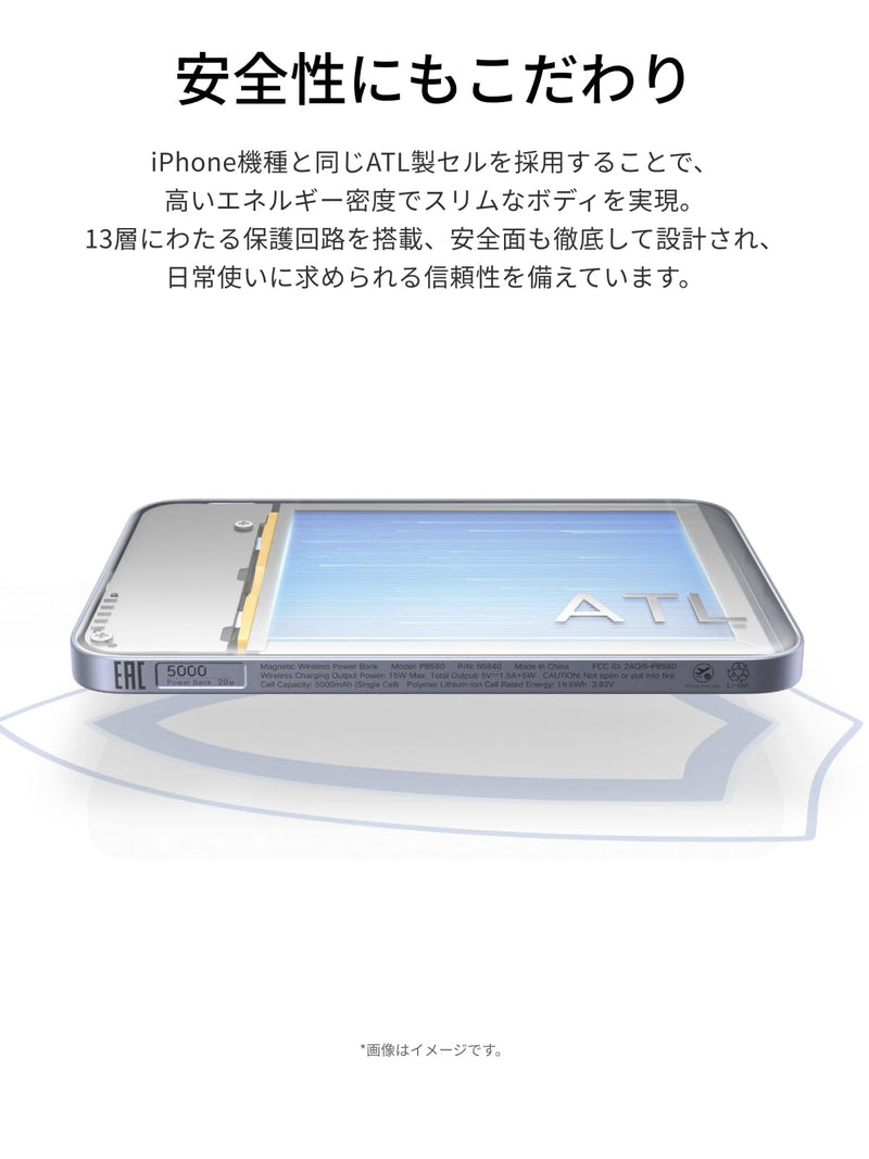 UGREEN Air モバイルバッテリー 5000mAh 8.6mm超薄型 Qi2 15W MagSafe対応