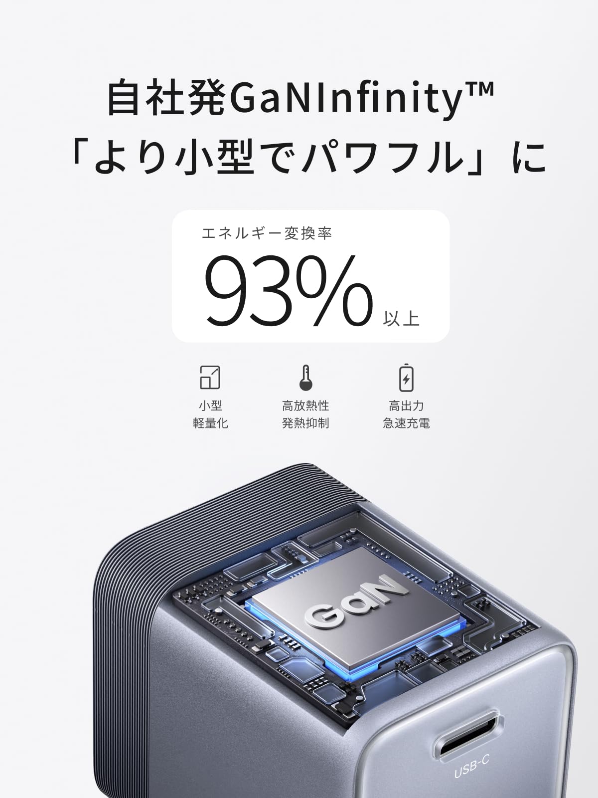 UGREEN Air 65W PD 急速充電器 USB-C 超小型 GaNII Type-C充電器 100Wケーブル付き PSE技術基準適合