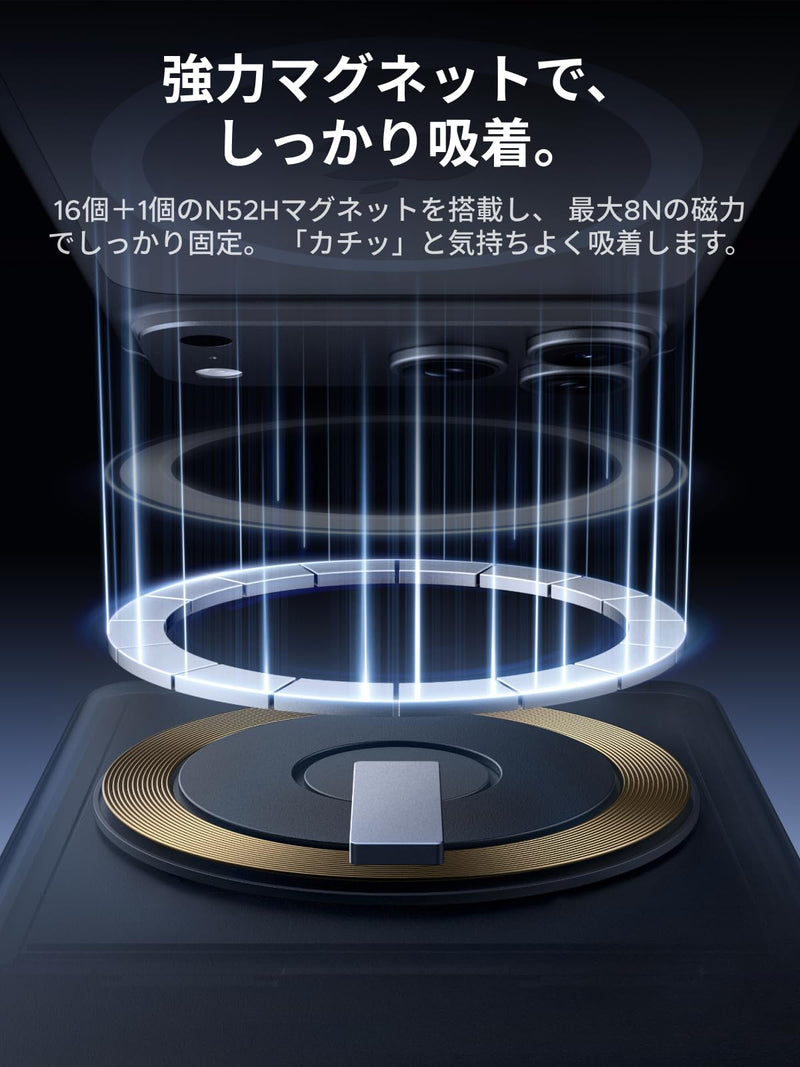 UGREEN Air 液体冷却式モバイルバッテリー 10000mAh Qi2 25W MagSafe対応 45W ケーブル内蔵