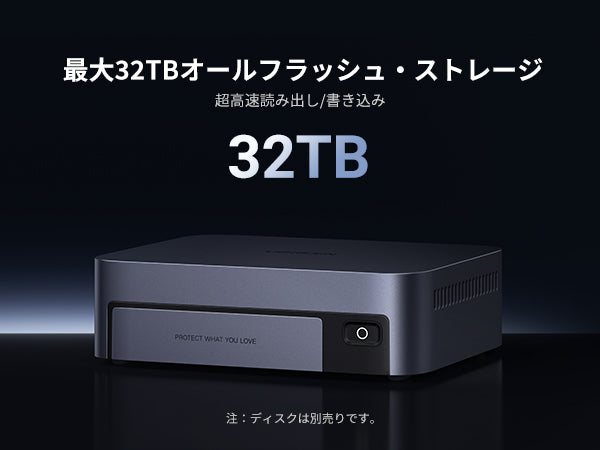 UGREEN NASync DXP480T Plusのオールフラッシュストレージで最大32TBの大容量データ保存に対応