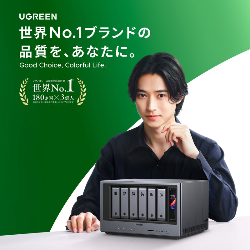 UGREEN × 山﨑賢人  UGREEN AI NAS iDX6011 Pro  6ベイNAS AIアシスタント·ローカルAI検索 自動バックアップ データ保存・管理 
